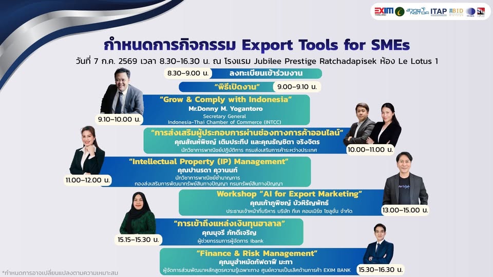 Export Tools for SMEs (EXIM Thailand, NSTDA, ITAP) — AI for Export Marketing ภาพที่ 1